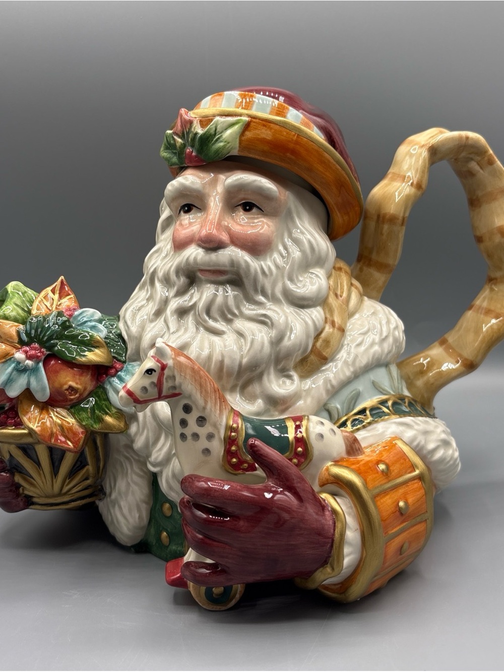 Fitz And Floyd Classics Clairemont Old Fashioned Santa Lidded Teapot BOX